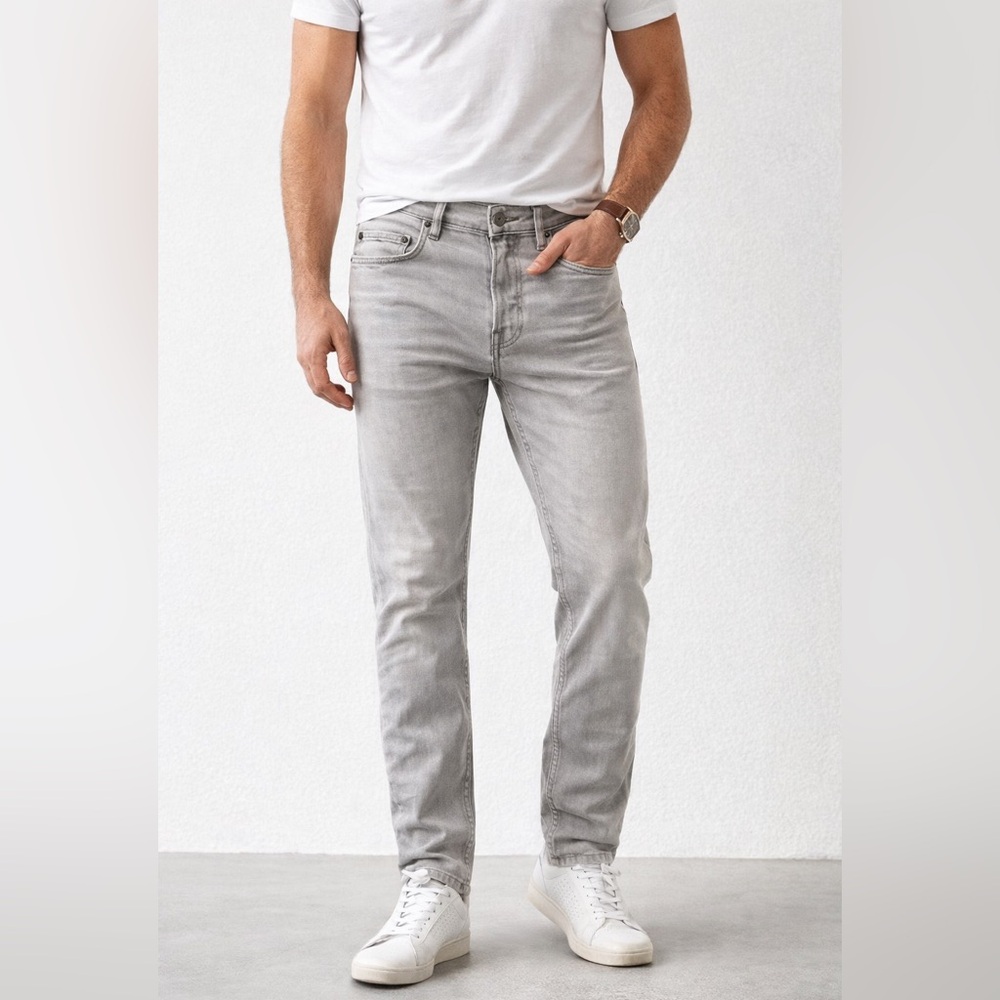 AllSaints Men’s Gray Slim Fit Jeans Size 32 – Light Wash, Excellent Condition